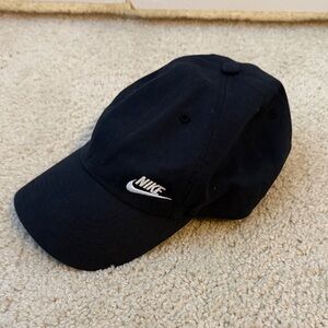 Nike Black Baseball Cap with White Swoosh Logo